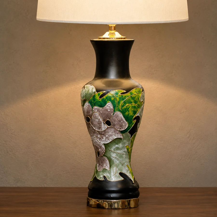 Ceramic Long Neck HP Floral Lounge Lamps(Pair)