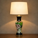 Ceramic Long Neck HP Floral Lounge Lamps(Pair)