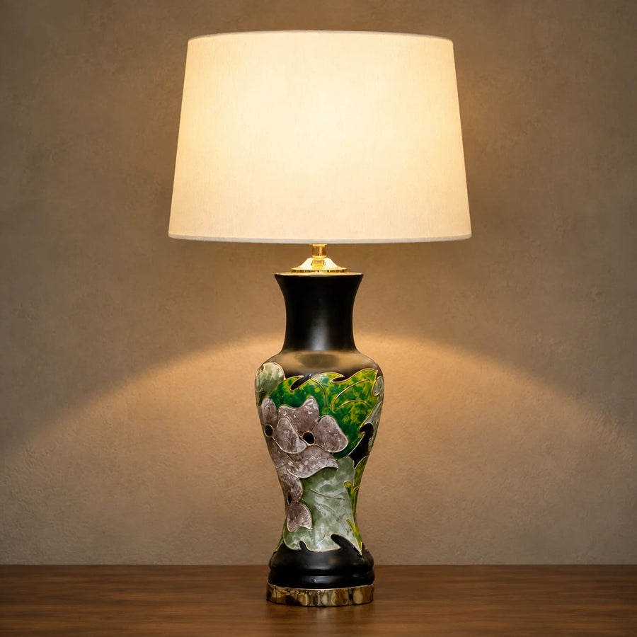 Ceramic Long Neck HP Floral Lounge Lamps(Pair)