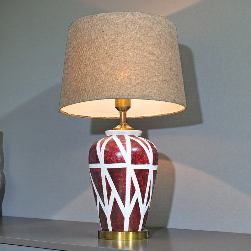 Ceramic HP Jar 002 Maroon (Pair) Table Lamp for bedrooms