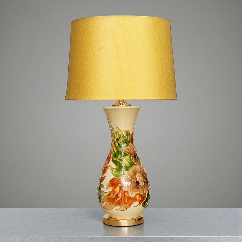Ceramic Surahi Handpainted Floral Lounge Lamps (Pair) for bedrooms