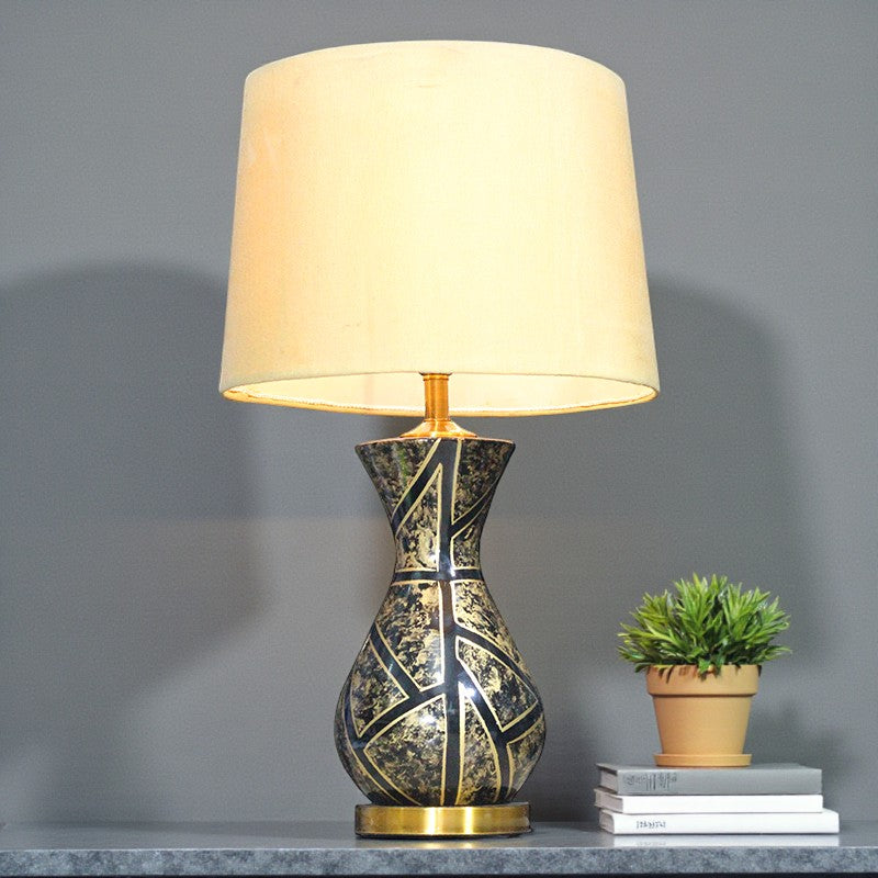 Ceramic HP Surahi 001 Black & Golden(Pair) Table Lamp for bedrooms