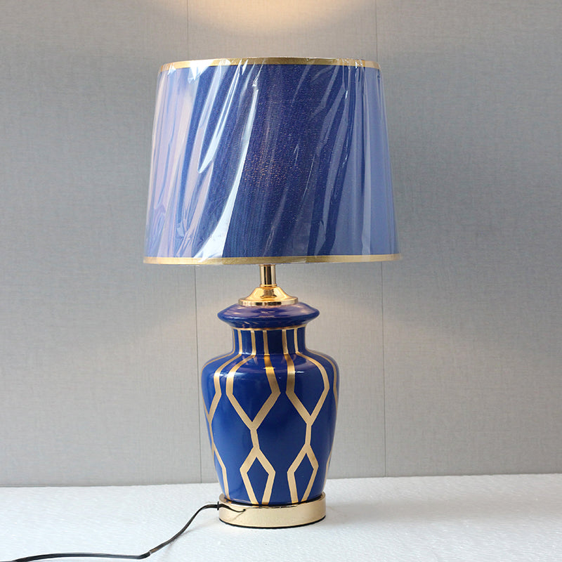 Ceramic Handpainted Wain Linning Blue Medium(Pair) Table Lamp for bedrooms