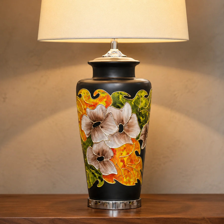 Ceramic Wain HP Black Floral Lounge Lamps (Pair)