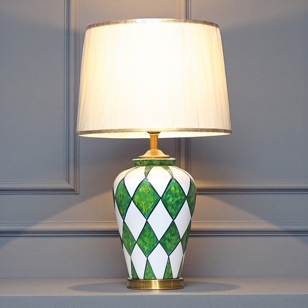 Ceramic HP Green and White Table Lamps(Pair) for bedrooms