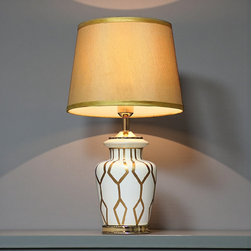 Ceramic HP Wain Linning Medium White (Pair) Table Lamp for bedrooms
