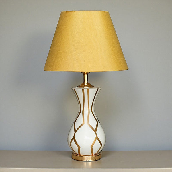 Ceramic Surahi HP Linning White Lamps(Pair) for bedrooms