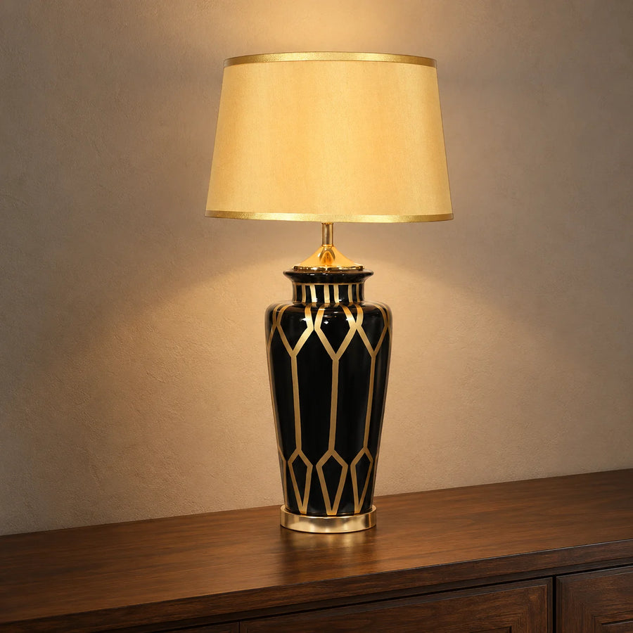Ceramic HP Wain Black & Gold Large(Pair) Table Lamp