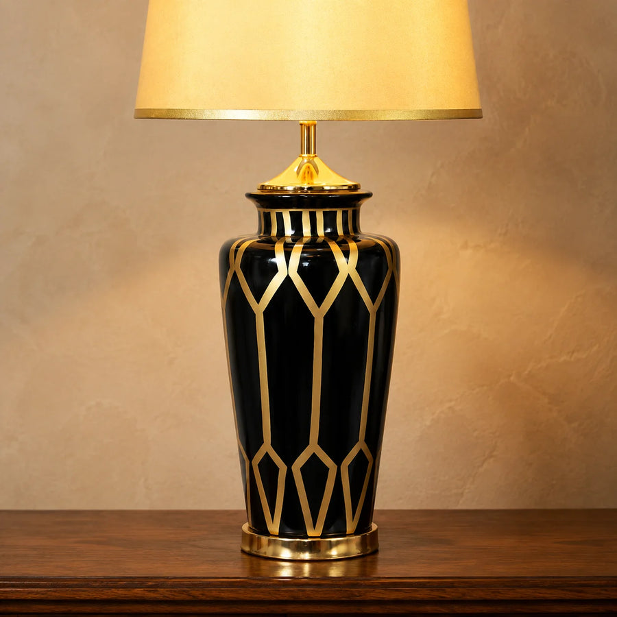 Ceramic HP Wain Black & Gold Large(Pair) Table Lamp