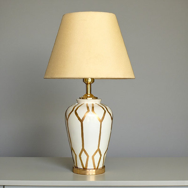 Ceramic Hp Jar linning White Table Lamps (Pair) for bedrooms