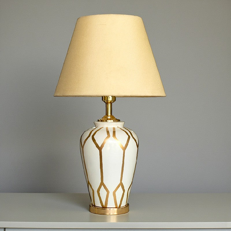 Ceramic Hp Jar linning White Table Lamps (Pair) for bedrooms