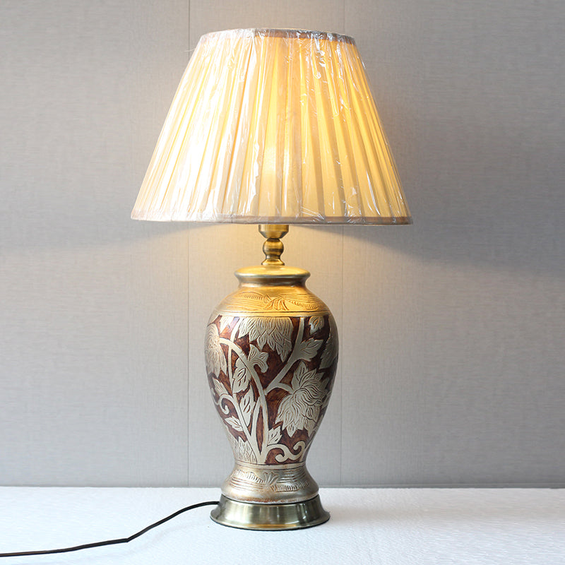 Emboss Pattern Floral Grey Handpainted Lamps (Pair) for bedrooms