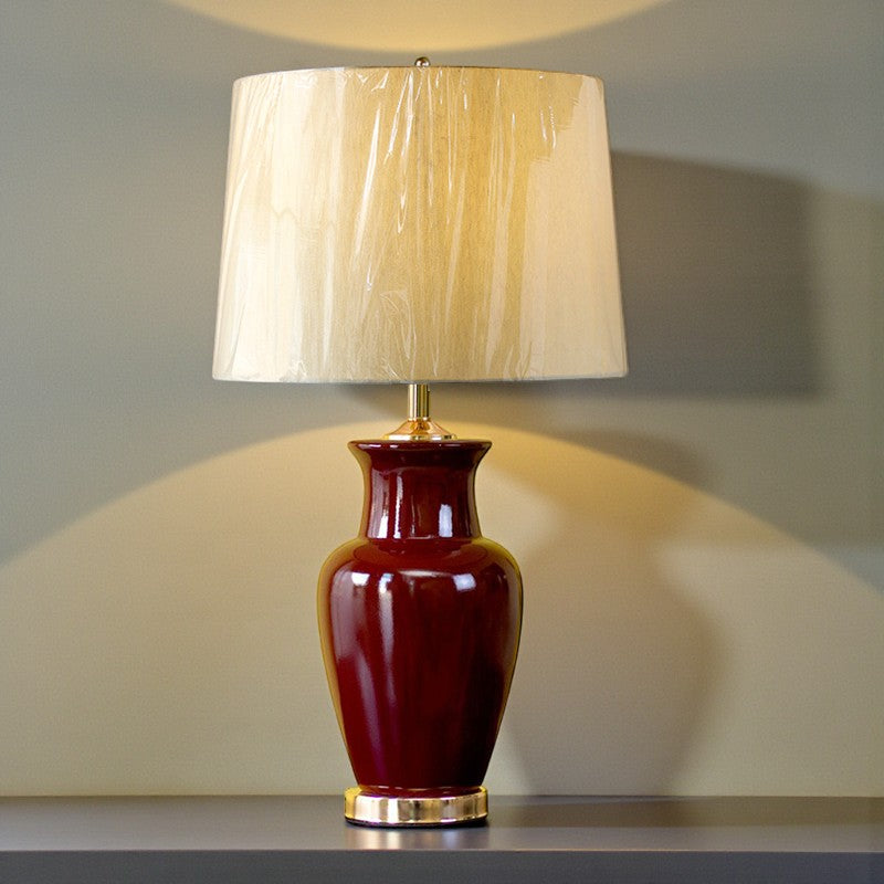 Ceramic Jar Burgundy Medium Table Lamps(Pair) for bedrooms