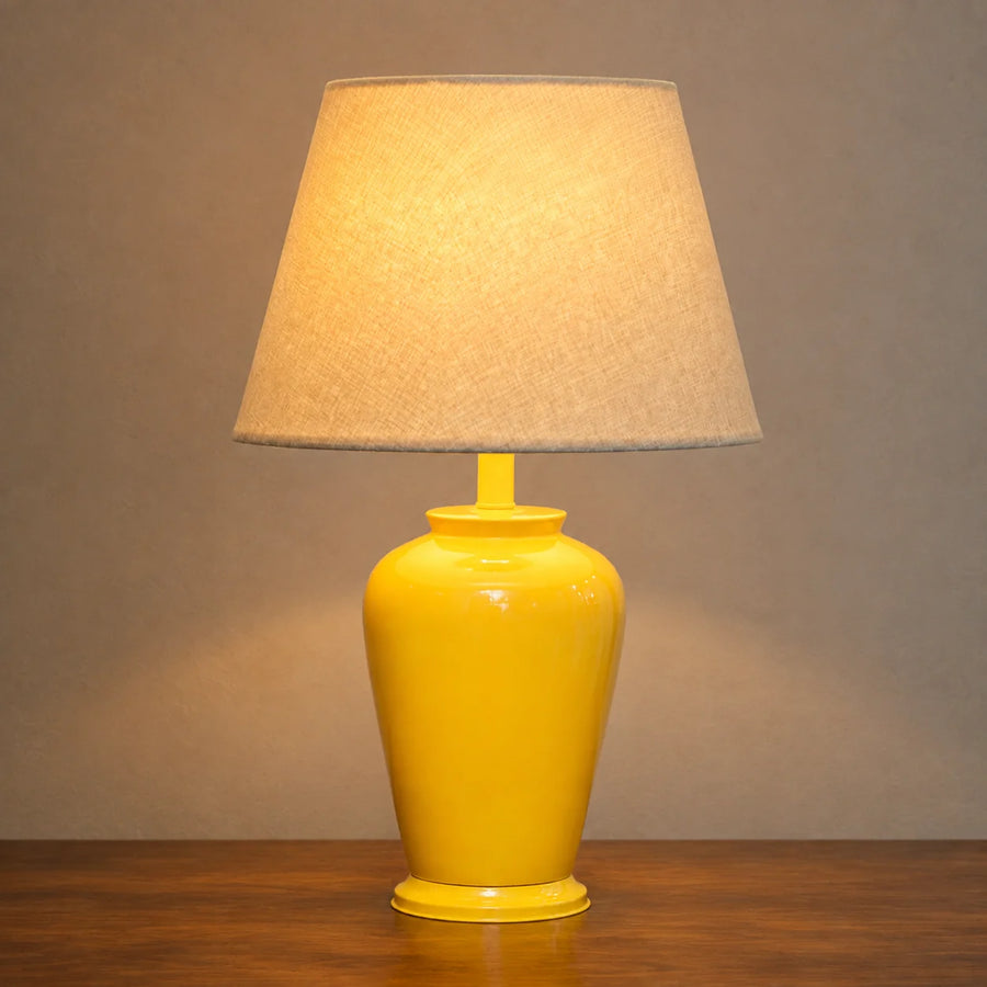 Ceramic Jar Medium Yellow Table Lamps(Pair)