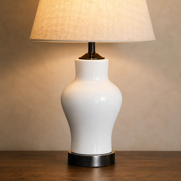 Ceramic Reaim White Small Lamps(Pair)