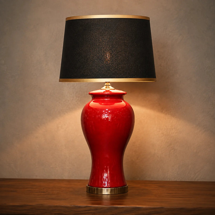 Ceramic Resaim Maroon Lounge Lamps(Pair)