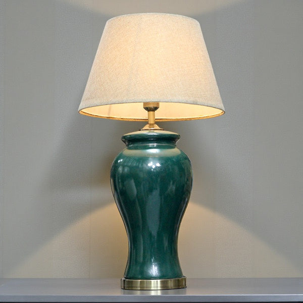 Ceramic Res’saim Bottle Green Large Lamps(Pair) for bedrooms