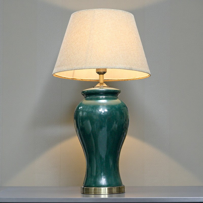 Ceramic Res’saim Bottle Green Large Lamps(Pair) for bedrooms