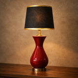Ceramic Surahi Maroon Medium Lamps(Pair)