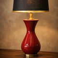 Ceramic Surahi Maroon Medium Lamps(Pair)