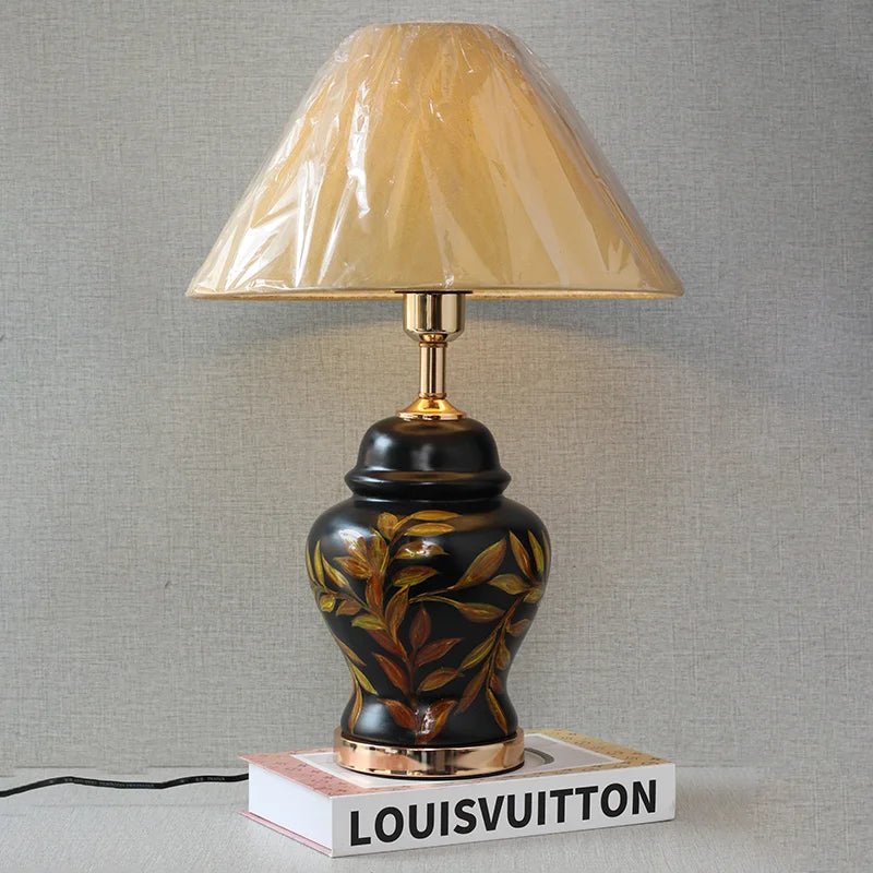 Ceramic Bell Leaf’s Handpainted 02 Table Lamp (Pair) for bedrooms