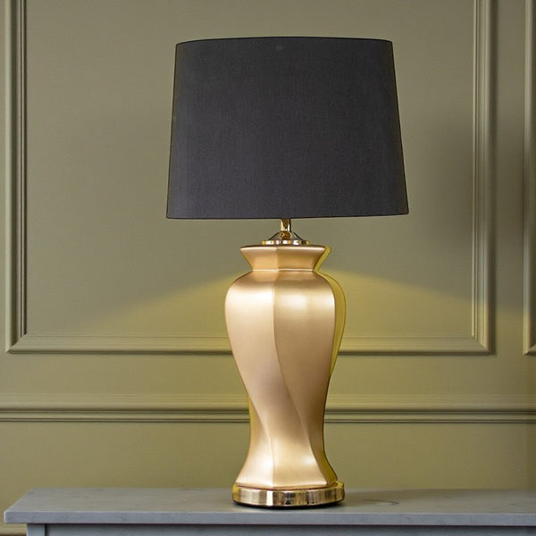 Ceramic Twister Golden Lounge Lamps (Pair) for bedrooms