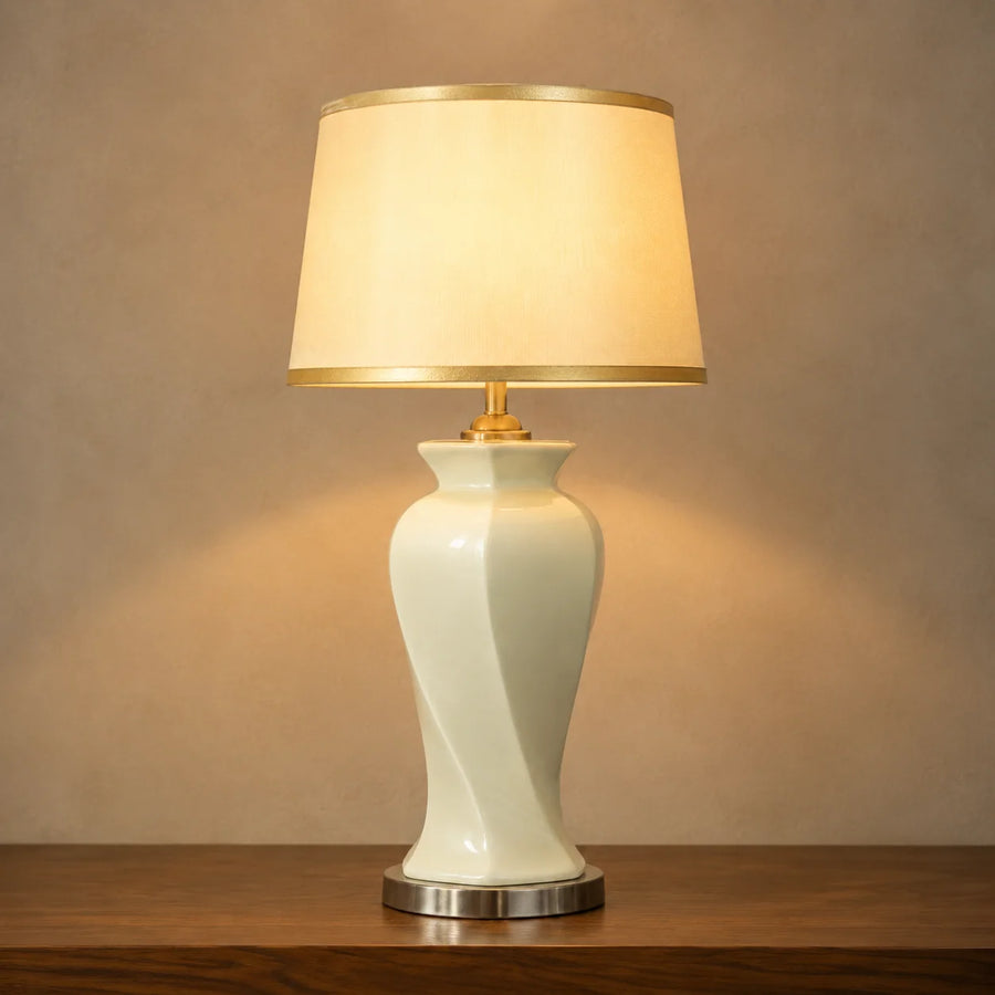 Ceramic Twister Off White Lounge Lamps(Pair)