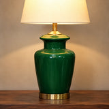 Ceramic Wain Green Medium Lamps(Pair)