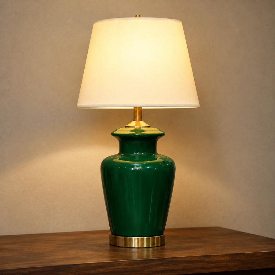 Ceramic Wain Green Medium Lamps(Pair)