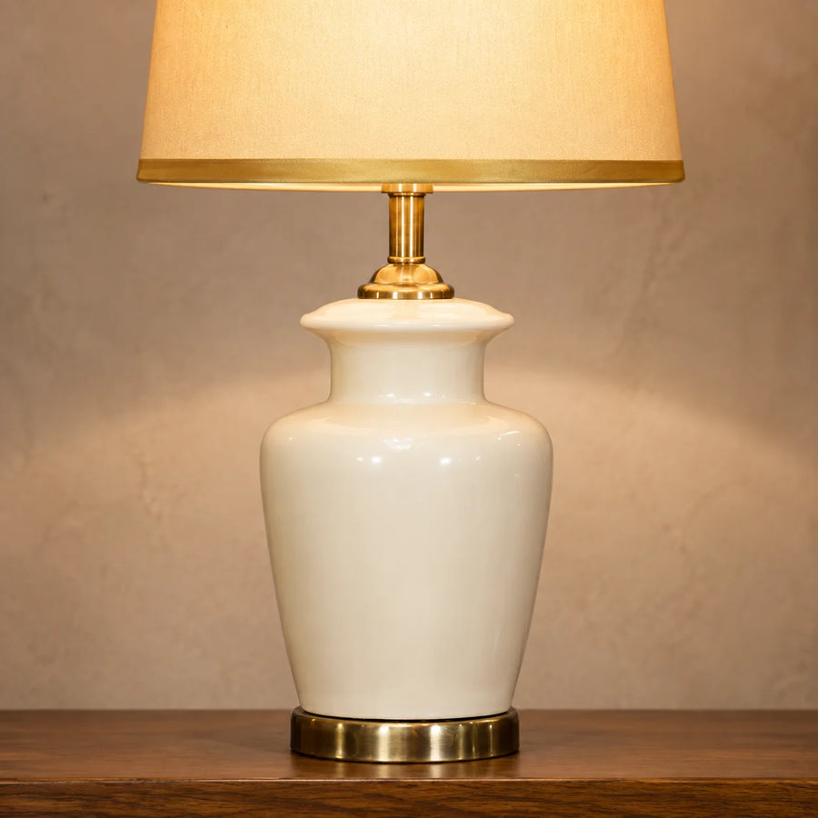 Ceramic Wain Off White Medium Lamps(Pair)