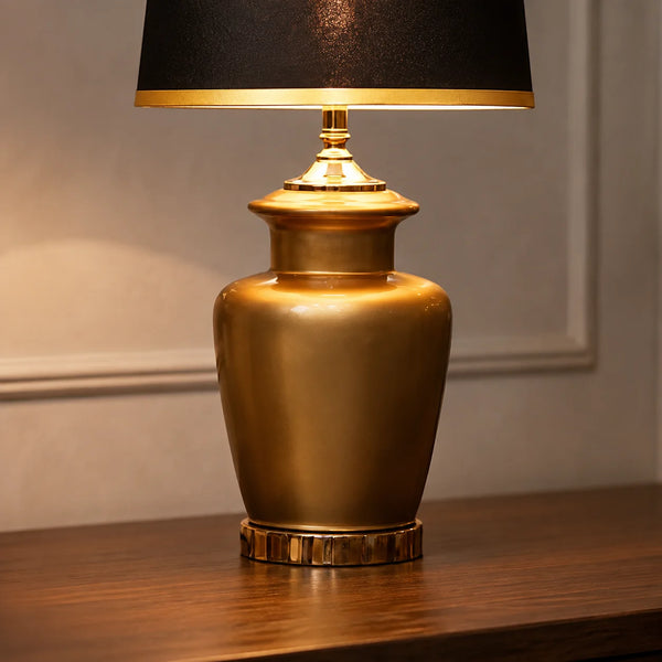 Ceramic Wain Golden Medium Lamps(Pair)