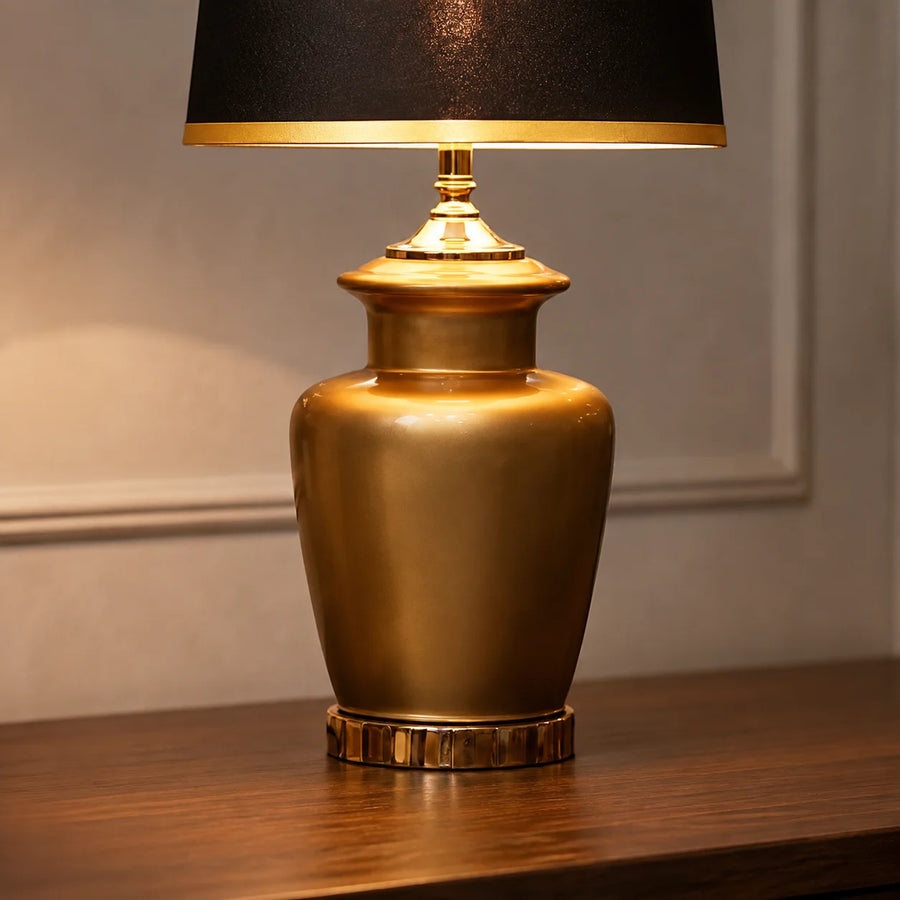 Ceramic Wain Golden Medium Lamps(Pair)