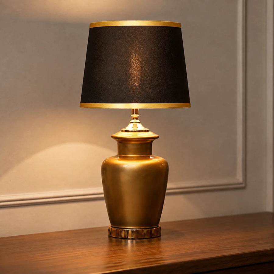 Ceramic Wain Golden Medium Lamps(Pair)