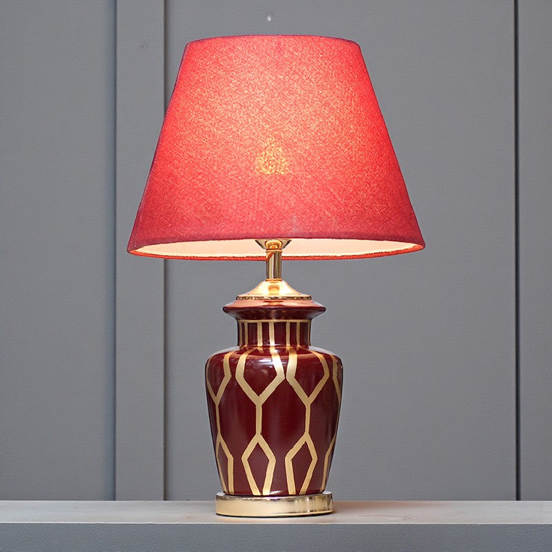 Ceramic Wain Maroon Medium HP Lamps (Pair) for bedrooms