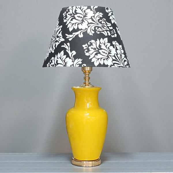 Ceramic B.Jar Medium Yellow(Pair) Table Lamp for bedrooms