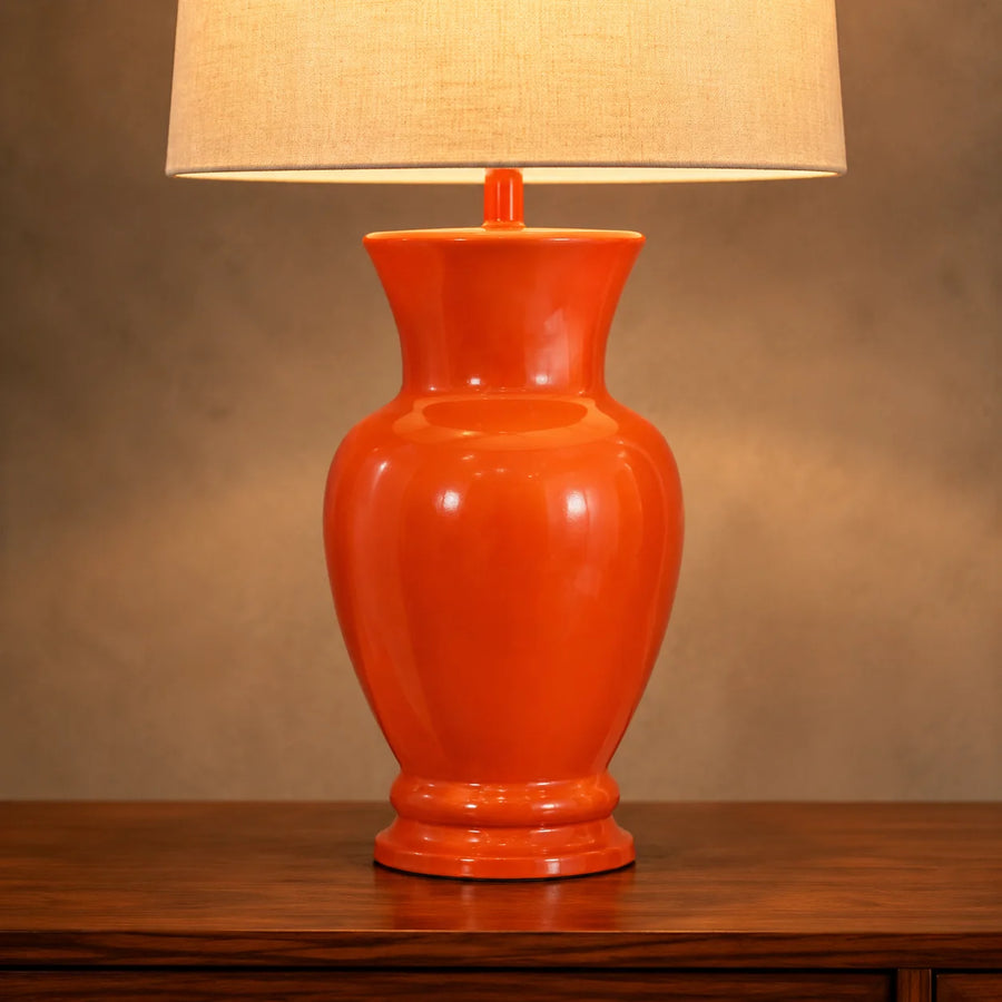 Ceramic B.jar Orange Medium Lamps(Pair)