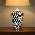 Ceramic Handpainted Black & White Check Medium Lamps (Pair)