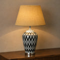 Ceramic Handpainted Black & White Check Medium Lamps (Pair)