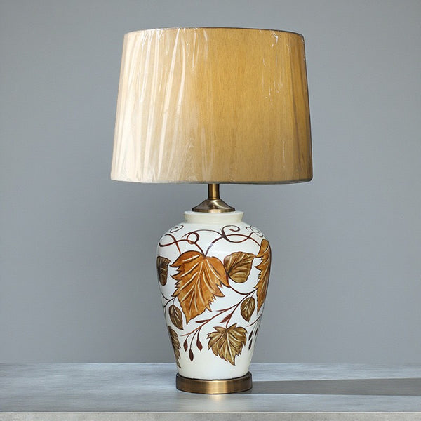 Ceramic jar Maple Leave Table lamps (Pair) for bedrooms