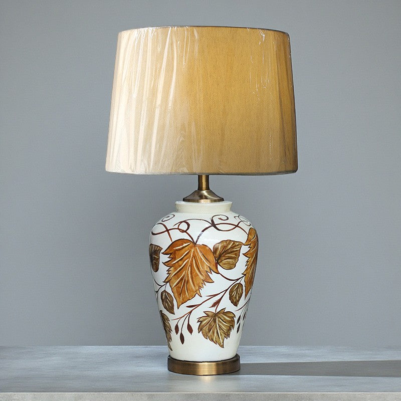 Ceramic jar Maple Leave Table lamps (Pair) for bedrooms