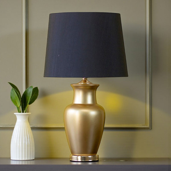 Ceramic Jar Golden Medium Table Lamps(Pair) for bedrooms
