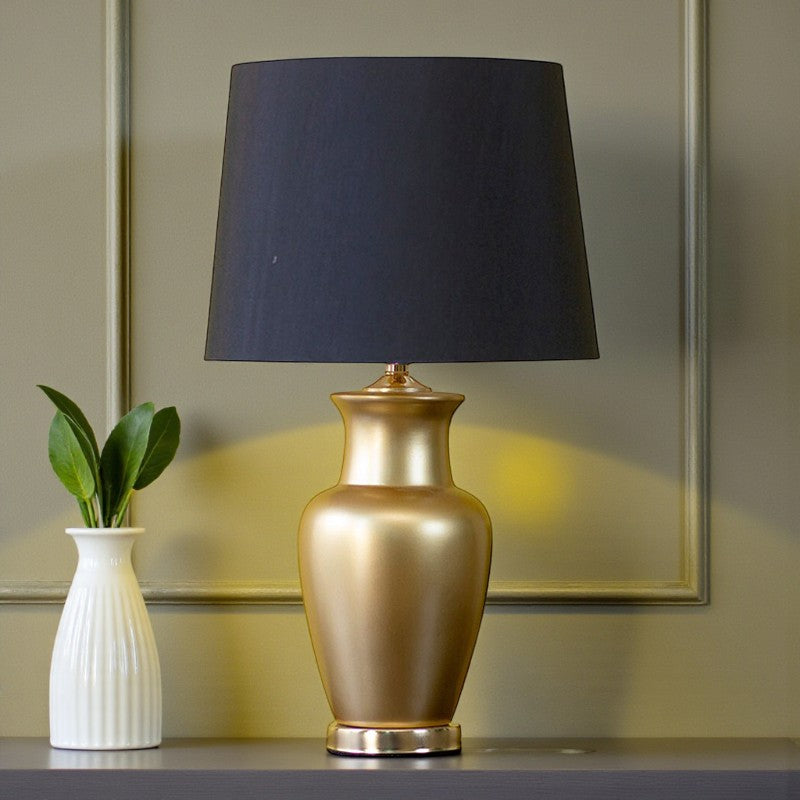 Ceramic Jar Golden Medium Table Lamps(Pair) for bedrooms
