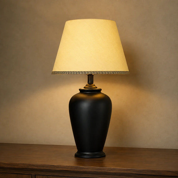 Ceramic Jar Black Medium Lamps(Pair)