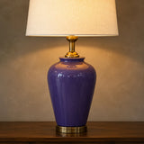 Ceramic Jar Purple Medium Lamps (Pair)
