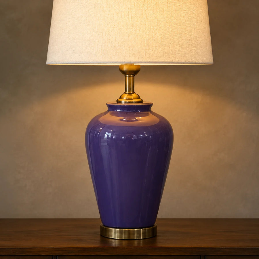 Ceramic Jar Purple Medium Lamps (Pair)