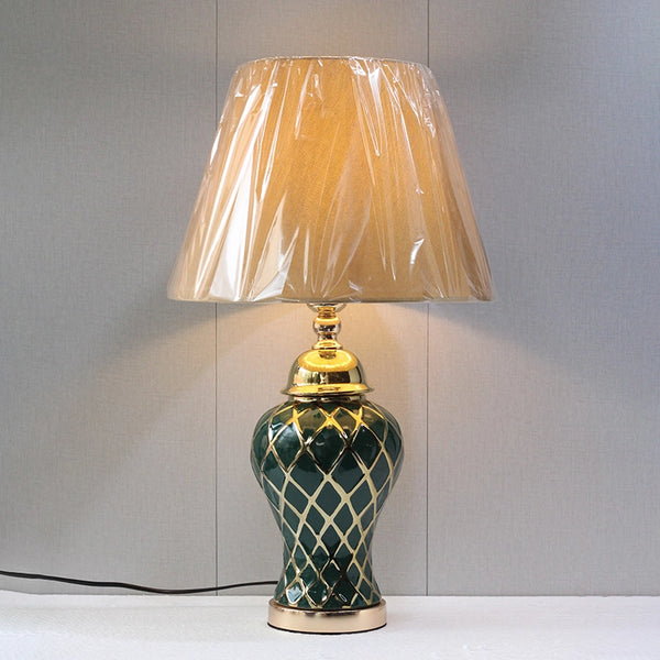 Ceramic Imported Model 992 Green Small Table Lamp (pair) for bedrooms