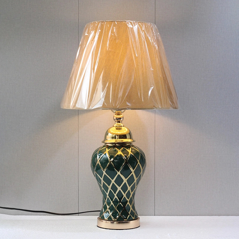 Ceramic Imported Model 992 Green Small Table Lamp (pair) for bedrooms