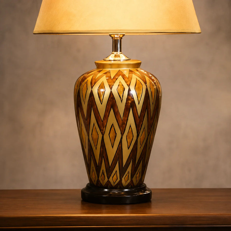 Ceramic HP Golden Medium Table Lamps(Pair)
