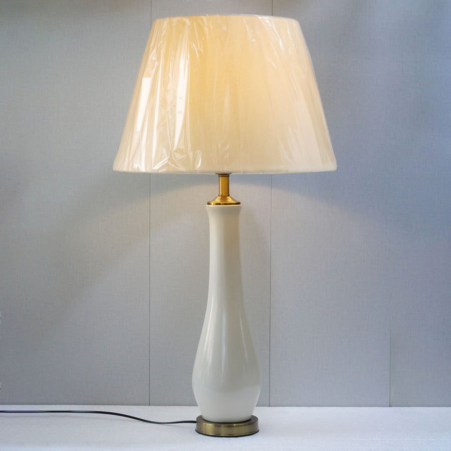 Ceramic Long Neck Off White Lamp(Pair) for bedrooms