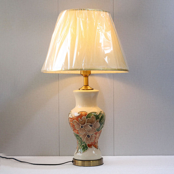 Ceramic L.C Jar Floral Medium Lamps(Pair) for bedrooms